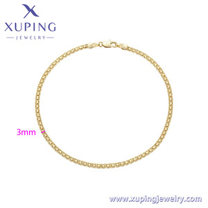 X000979200 Xuping Jewelry Tobilleras de cadena de <span class=keywords><strong>pie</strong></span> chapadas en oro de 14 quilates <span class=keywords><strong>Pulsera</strong></span> de mujer de enlace simple de moda - Product Image 2