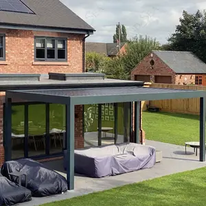 Gazebo da tetto per casa con apertura e chiusura elettrica motorizzata pergola con archi in alluminio per esterni a lamelle bioclimatiche