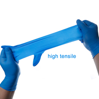 Gants d'examen en nitrile jetables, sans poudre, bleus, de grande taille, 4 mils d'épaisseur, boîte de 100 pièces, non stériles, sans danger pour les aliments