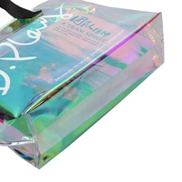 Sac en PVC transparent personnalisé, sac de shopping en PVC laser, sac fourre-tout néon en PVC