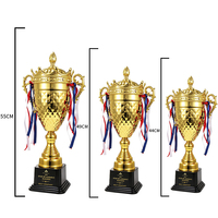 Trofeo de Campeonato Personalizado de Metal Dorado con Diseño de Corona, Tamaño Grande (44/49/55 CM), Impresión Tipográfica, Marca De Mo, Evento Deportivo