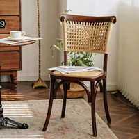 Chaise de salle à manger nordique en bois massif, fauteuil vintage de style français, tabouret de coiffeuse, chaise de restaurant mobile de style américain du milieu du siècle