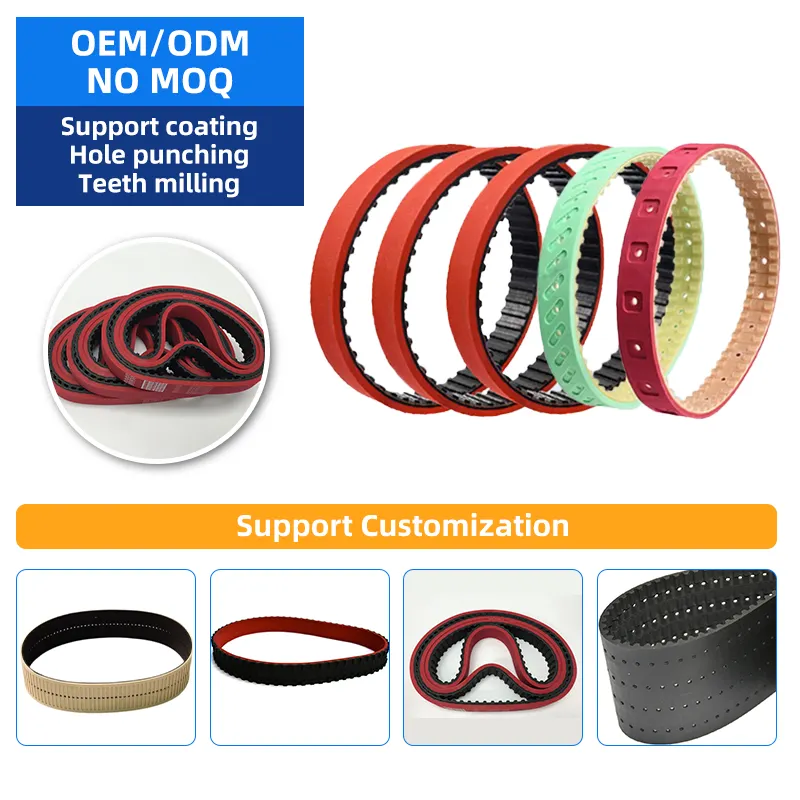 Manufacturer Black 2M 3M 5M S3M S5M S8M AT3 AT5 AT10 Industrial Rubber coated Timing belt/red rubber coating Synchronous Belt