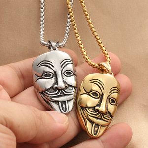 จี้หน้ากากสแตนเลส สร้อยคอธีมพังก์เรโทรสำหรับผู้ชาย 280274 - Product Image 3