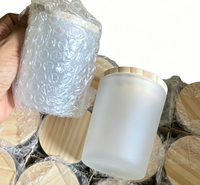 Bocaux en verre givré personnalisés pour bougies, 7oz/10oz/14oz, avec impression sérigraphiée, couvercle en bois, pour promotion et artisanat