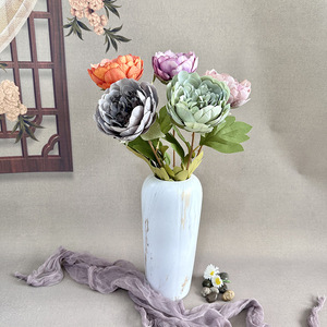 Fleurs artificielles Queyiyi, pivoine à tige unique en soie, pour décoration intérieure, accessoires de mariage, ornement de bureau - Product Image 2