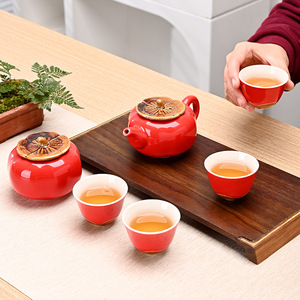 Tea Set Wedding Red Complete Gift <b>Box</b> For Chinese New Year Festival Business Corporate <b>Present</b> Exquisite Design - Product Image 3