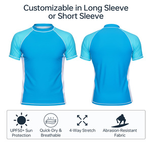 Maglietta Rash Guard Personalizzata da Uomo per Surf, Asciugatura Rapida, Manica Corta, Protezione UV per Nuoto, Surf, Immersioni e Sport Acquatici - Product Image 2