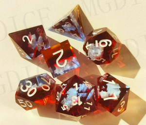 Jeu de 7 dés de fleurs DND faits à la main en résine à double cœur pour donjons et dragons Jeux de table - Product Image 6