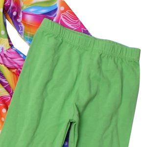 Conjuntos de <span class=keywords><strong>boutique</strong></span> para niños, vestido redondo estampado en color seda leche de manga larga, pantalones con volantes verdes, conjuntos de 2 piezas para niños y niñas - Product Image 5