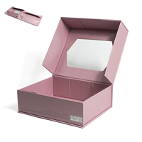 Boîte cadeau pliable rose mat de haute qualité avec fenêtre, boîte rigide en papier pour desserts