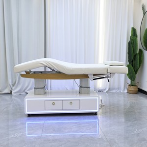 Contemporary PU Leather Massage Table with Built-In <b>Headrest</b> Adjustable Salon Furniture for Commercial Use - Product Image 5