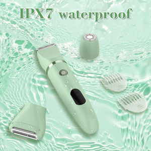 Épilateur électrique sans fil 3 en 1 vert pour femmes, étanche, recharge USB, écran LED, épilation corporelle indolore - Product Image 3