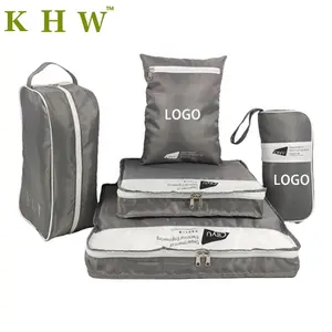 6件套定制大型多功能户外旅行收纳袋套装，包括鞋服收纳袋包装立方体行李箱套装