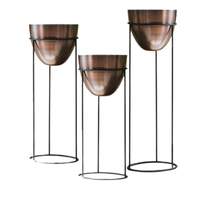 Jardinière de sol en métal plaqué laiton fini or intérieur extérieur taille moyenne maison décorative métal jardin plante fleur planteur - Product Image 3