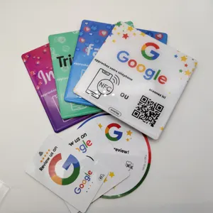 NFC 80*80mm or customized size rfid printing epoxy google/tripadvisor/facebook/Amazon review card