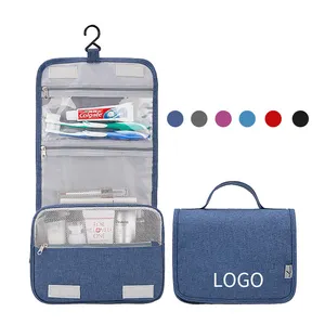 China manufacture traveling fashion design waterproof toilet bath makeup toiletries bag with tri-folded
