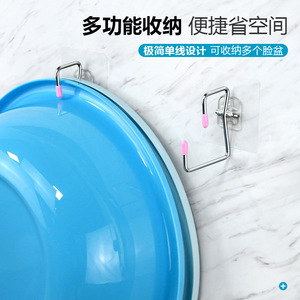 Stainless Steel Bathroom Rack Wall Mounted Corner Hook With Adhesive Suction Cups Durable No Nail Installation - Product Image 3