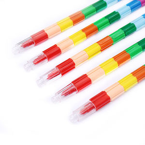 スタッキングミニカラークレヨン、<span class=keywords><strong>MINI</strong></span>サイズキッズカラーペンシル12色プラスチック取り外し可能弾丸シルキークレヨン子供用 - Product Image 3