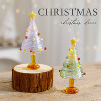 Mini ornements de Figurines d'arbre de Noël en verre d'art fait à la main pour la décoration de vacances et les cadeaux de festival
