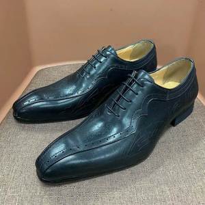 Chaussures Oxford de luxe pour hommes 2025 en cuir de vachette respirant, à lacets, pour mariage et bureau - Product Image 1