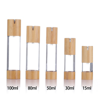 Vente en gros Personnalisation 15ml 30ml 50ml Récipient vide pour lotion sérum 80ml 100ml Couvercle en bois de bambou Bouteille à pompe en forme de U sans air