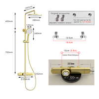 Haut de gamme 10 ans de garantie Villa salle de bain baignoire vanne thermostatique système de douche ensemble or brossé bain et douche robinets de pluie