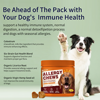 Pereda Alergi OEM Kunyah Lembut untuk Anjing Kucing, Pendukung Imunitas, Vitamin Mineral, Minyak Ikan, Kolostrum, Serbuk Sari Lebah, Alergi Musiman