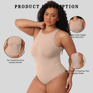 Body modellante a tinta unita con scollo rotondo, stile euro-americano russo, sottile e contenitivo per la vita, di Under Lulu Custom - Product Image 1