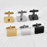Nouveaux Boutons de Manchette Rectangulaires en Acier Inoxydable Poli Miroir Gravables au Laser pour Chemise et Costume Homme – Idéal pour l'Export