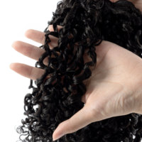 Ekstensi Rambut Keriting Pixie Warna Alami 18 Inch 100g Grosir, Ekstensi Rambut Keriting untuk Jahit dan Sambung