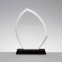 Trophée personnalisé en verre noir avec base en verre vierge gravé en cristal Awards Color Printing Clear Glass Award For Office