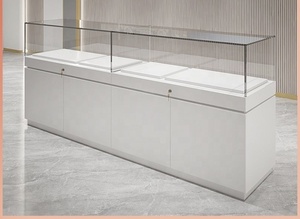 Vetrina Espositiva Moderna Personalizzata Bianca per Orologi <span class=keywords><strong>e</strong></span> Gioielli con Ripiani in Vetro <span class=keywords><strong>e</strong></span> Luce LED per Bancone Negozio - Product Image 5