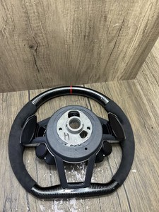 Volant sport, cuir perforé à fond plat avec palettes de changement de vitesse pour <span class=keywords><strong>Audi</strong></span> A3 A4 A5 A6 A7 Q3 <span class=keywords><strong>Q5</strong></span> Q7 TT R8 <span class=keywords><strong>S</strong></span> <span class=keywords><strong>Line</strong></span> - Product Image 6