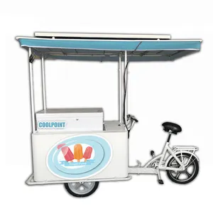 ソーラーフリーザーアイスクリーム三輪車ホイールスポーク/アルミリムソリッドタイヤ、カーゴバイクスナックカスタマイズ三輪車