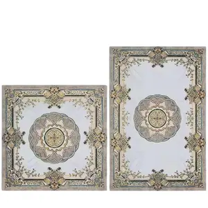 Customized Luminous glazed polished Porcelain Carpet floor Tile flower plants decoration plated silver golden embossed surface