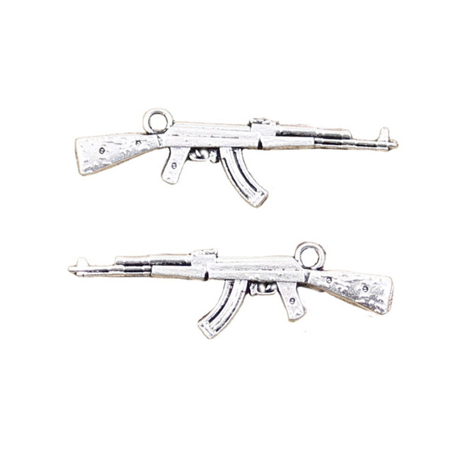 Charms Machine Gun Assault Rifle Ak-47 44x15mm Tibetan Silver Color Pendants Antique Jewelry Making DIY Handmade Craft