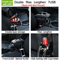 Organisateur de Console Centrale Accoudoir de Voiture Simple Double Couche Boîte de Rangement Avec Chargeur USB Accessoires Auto Nouveau Design Universel Noir