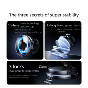 Support magnétique pour téléphone super puissant avec 720 °   Rotation, ventouse et support métallique à trois axes, universel pour voiture/bureau, anti-vibration - Product Image 5