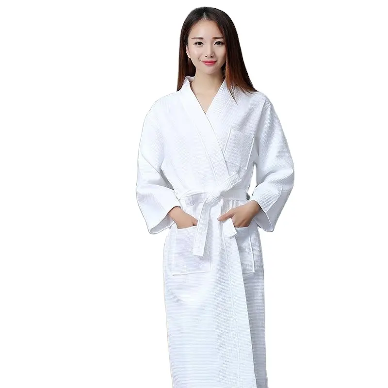 Cotton hữu cơ sang trọng Bath Robe Set cotton terry Waffle Kimono áo choàng tắm