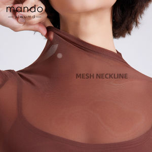 جديدة فريدة من نوعها طويلة الأكمام تصميم شبكة ثابتة بطانة حمالة صدر رياضية أعلى مخصصة للنساء صالة ألعاب رياضية بيلاتيس تشغيل التدريب اليوغا أعلى - Product Image 3