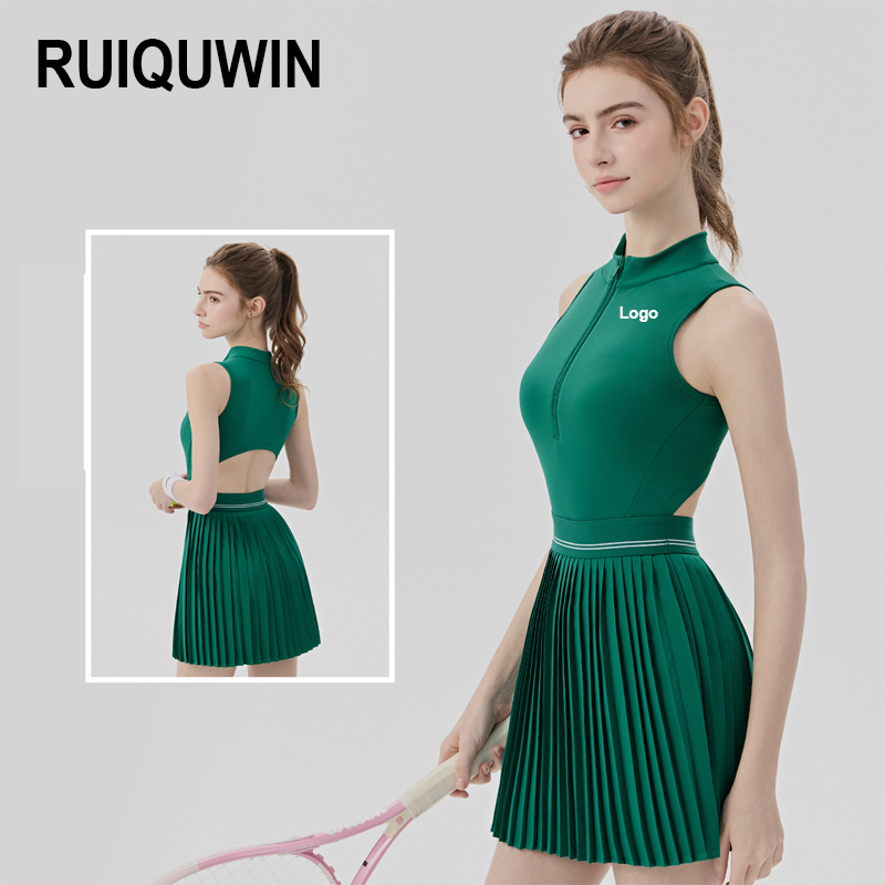 RUIQUWIN Custom Breathable Women Tennis Wear High Waist Workout Sports Pleated Skirt Yoga Tennis Dress for Women