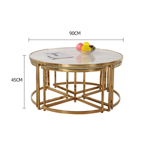 Bàn Bên Cạnh Bằng Đá Cẩm Thạch Màu Trắng Phong Cách Đồ Nội Thất Phòng Khách Bàn Cà Phê Bằng Thép Không Gỉ - Product Image 2