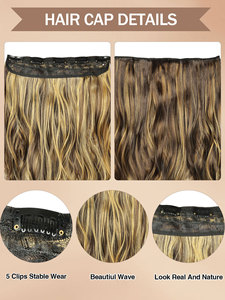FH High Temperature <b>Synthetic</b> Fiber Clip in <b>Hair</b> Extensions P4/27 Natural Wave Color <b>Hair</b> Extensions with 5 Clip Easy Install - Product Image 4