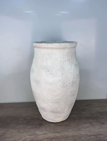 Offres de vente directe d'usine : Pots de fleurs en argile de magnésium texturée vintage haut de gamme, de grand diamètre et en forme de réservoir, pour le salon