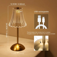 Lámpara de Mesa Moderna y Sencilla, Personalizable, con Forma de Rosa 3D, Cristal de Diamante, Barra Táctil LED, Inalámbrica, Flexible, Recargable por USB, con Batería Ajustable