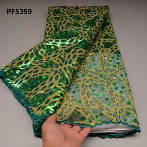 2022 Mới Nhất Organza Vải Tuyn Phi Váy Ren Màu Nâu Pháp Net Wedding Sequins Ren - Product Image 2