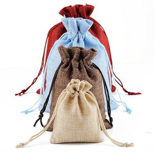 Wholesale Recyclable & Reusable Linen Jute <b>Drawstring</b> <b>Pouch</b> Bag Handmade Jewelry Christmas Gift Packaging - Product Image 4