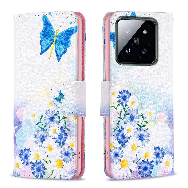 Vente chaude Impression Fleur Motif Stand Flip PU Portefeuille En Cuir Téléphone Couverture Cas Pour Xiaomi Mi 14 Pro 13T Note13