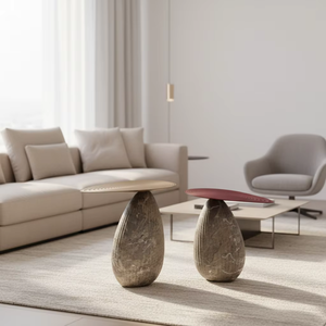 Ensemble de tables <span class=keywords><strong>d</strong></span>'appoint Wabi-Sabi en marbre naturel à motif ondulé - Plateau à motif ondulé pour salon de thé, <span class=keywords><strong>atelier</strong></span> indépendant et <span class=keywords><strong>atelier</strong></span> de poterie - Product Image 1